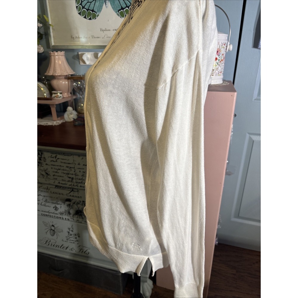 Banana Republic White V-Neck Lightweight Cardigan Women's Size Small Y2K Soft - Picture 5 of 10